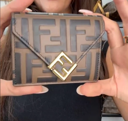 F26031549 Fendi Compact Wallet Brown Zucca