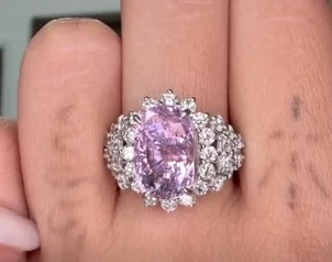 Sri Lanka NH Pink Sapphire Ring in Pt900 / S9.03ct, D1.70ct JM2271 JJC0319