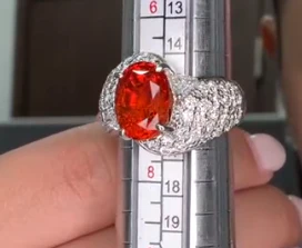 Sri Lanka H Orange Sapphire in PT900 / O.S.5.987ct, D1.35ct CX8564 JJC0321