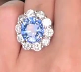 Sri Lanka Intense Cornflower Sapphire Ring in PT950 / S10.565ct, D3.49ct JM2200 JJC0316