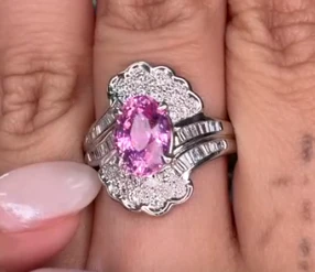 Sri Lanka Purple Pink Sapphire Ring in Pt900/ PS 2.599ct, D0.56ct JM2261 JJC0318