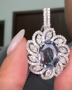 Grey Blue Spinel Necklace in 18K WG/ Spinel 6.139ct, D1.66ct JM1472 JJC0364