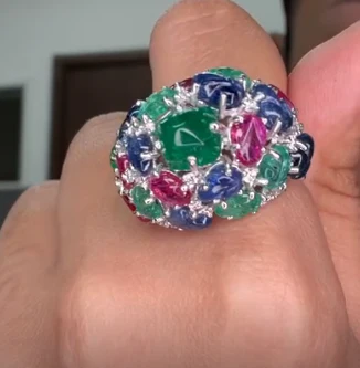 Multi Colored Emerald Ring / E1.67ct, CS 8.06ct, D1.09ct CX8948 JJC0305