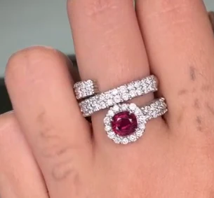 Mozambique Vivid Pigeon Blood Ruby Ring in PT900 / R1.39ct, D1.45ct CX3381 JJC0325