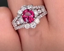 Mozambique Vivid Pigeon Blood Ruby Ring / R1.15ct, D0.95ct JM2607 JJC0328