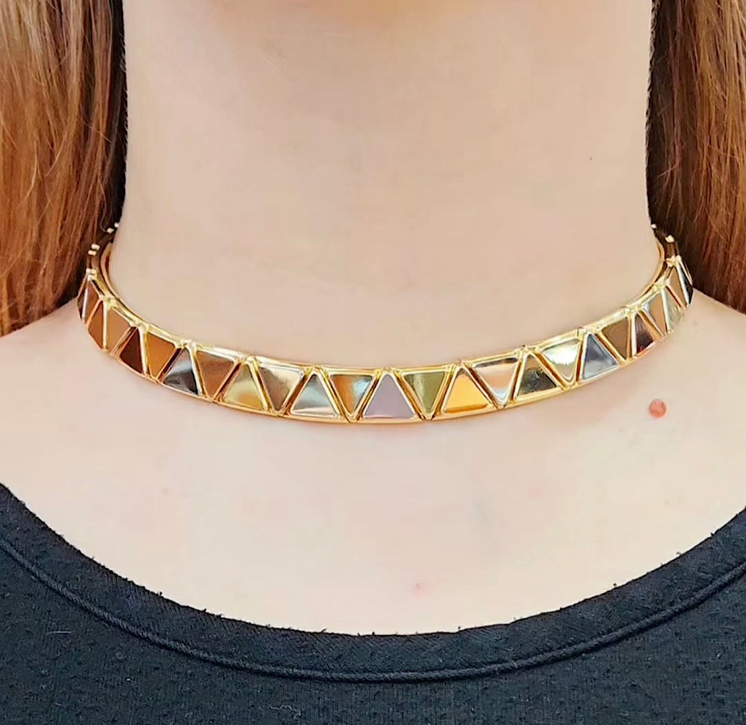 Marina B necklace "Trois Ors" 18ct gold 1980s -tricolor gold ASC5036