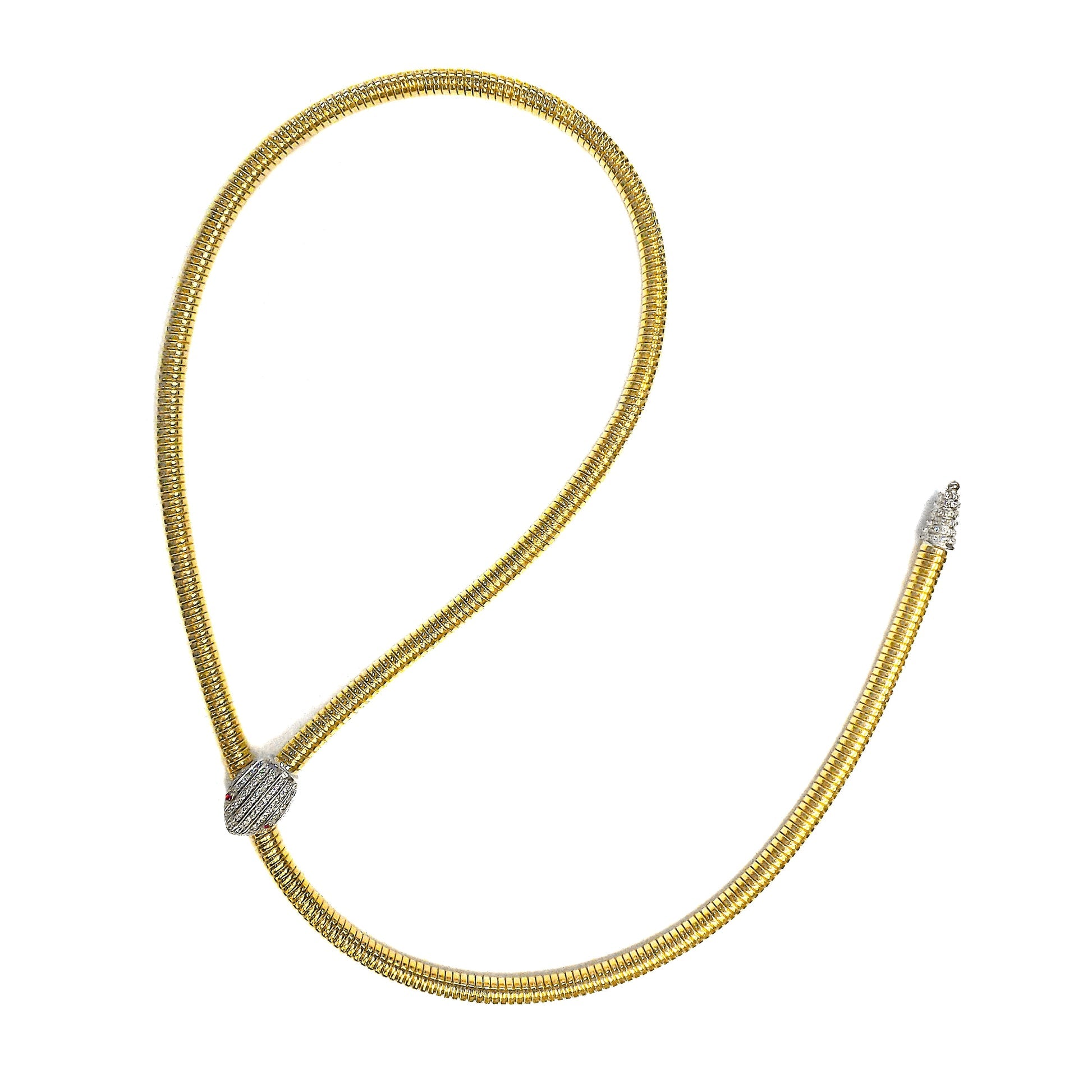 18kt yellow gold Italian Snake lariat tubogas necklace by Tessitore ASC5186