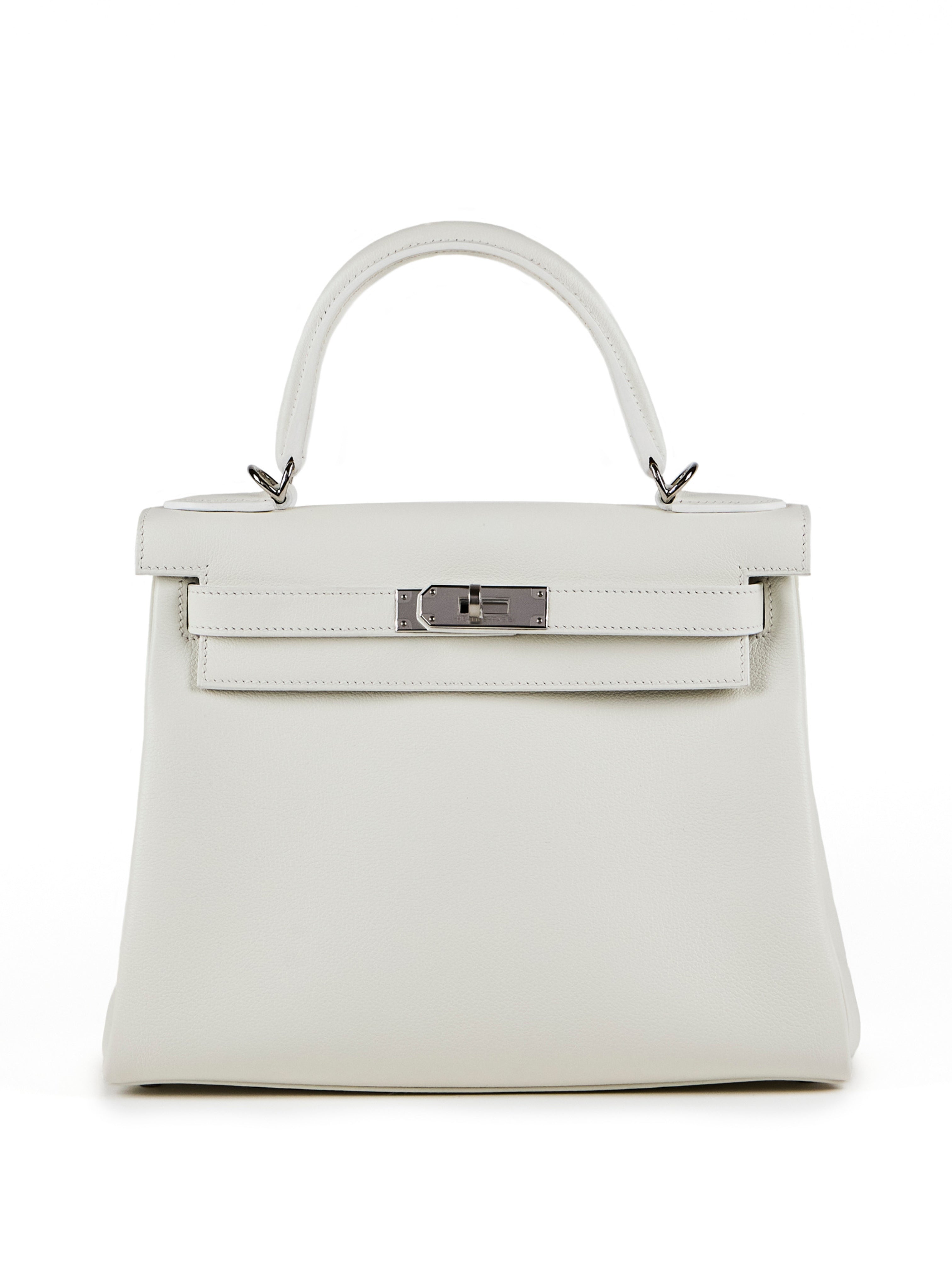 HERMÈS KELLY 28CM NEW WHITE Evercolour Leather with Palladium Hardware