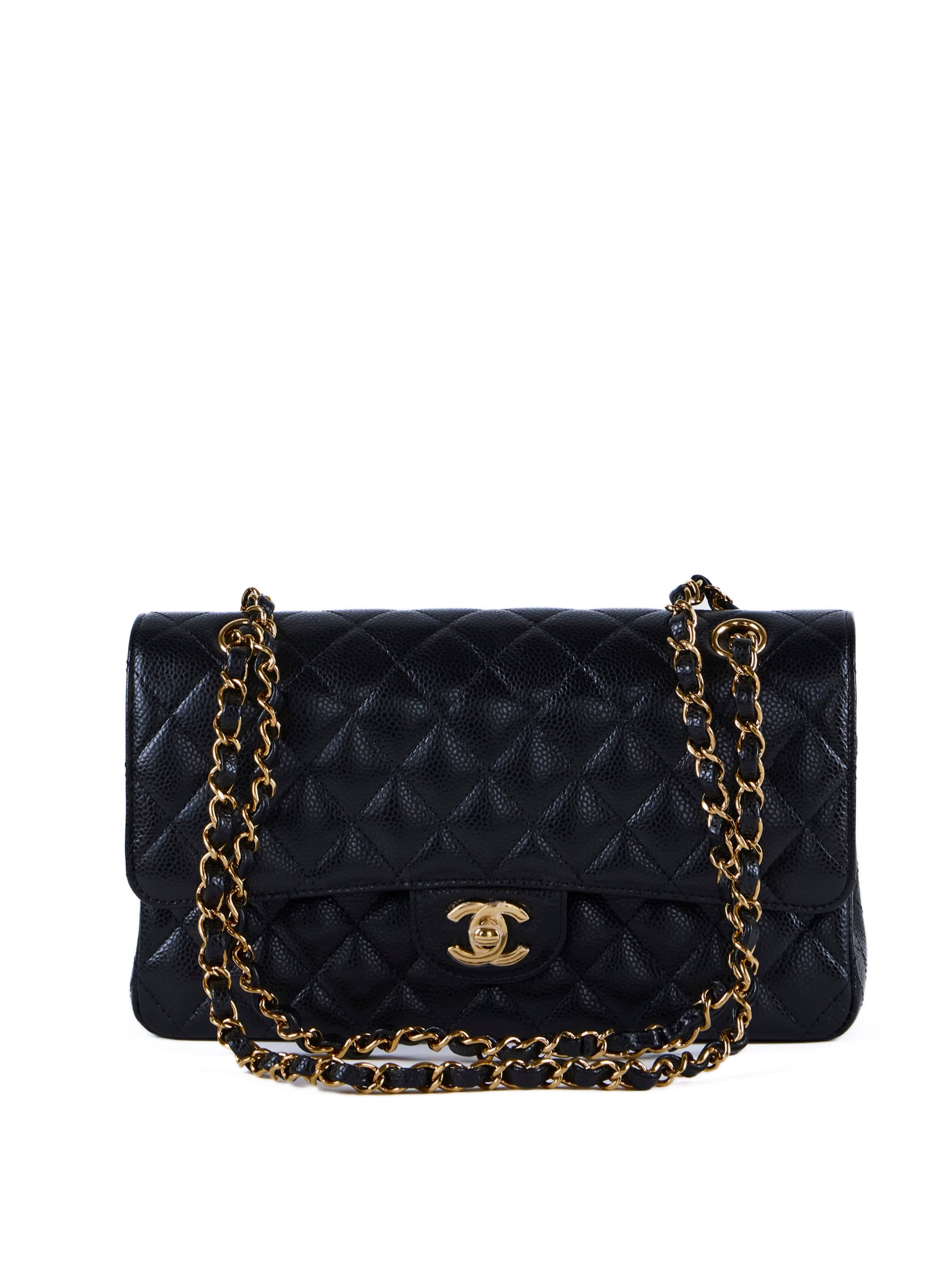 *LONDON LOCATED* CHANEL MEDIUM CLASSIC FLAP BAG BLACK Caviar Leather with Gold-Tone Metal