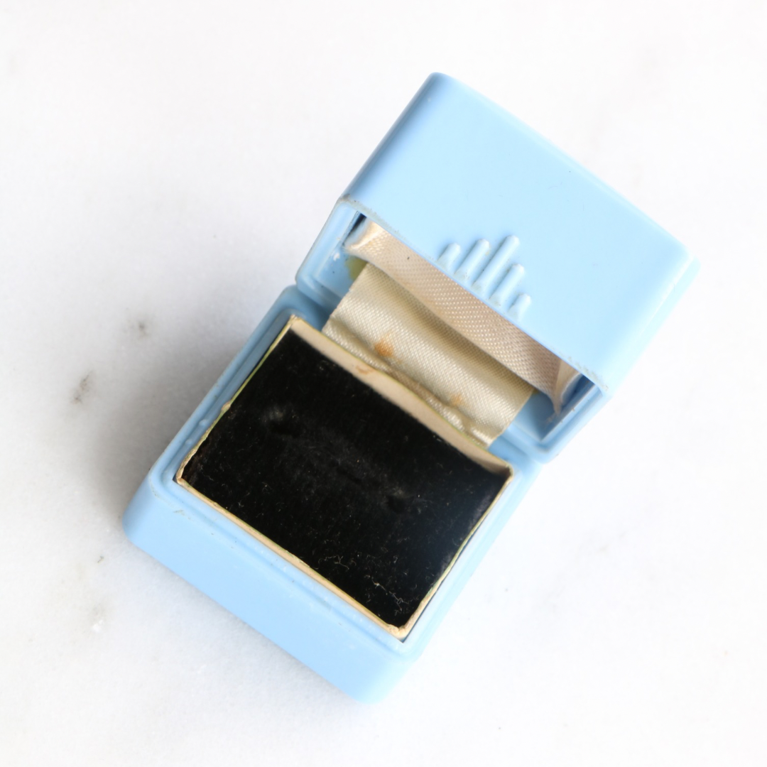 Vintage Blue Art Deco Ring Box