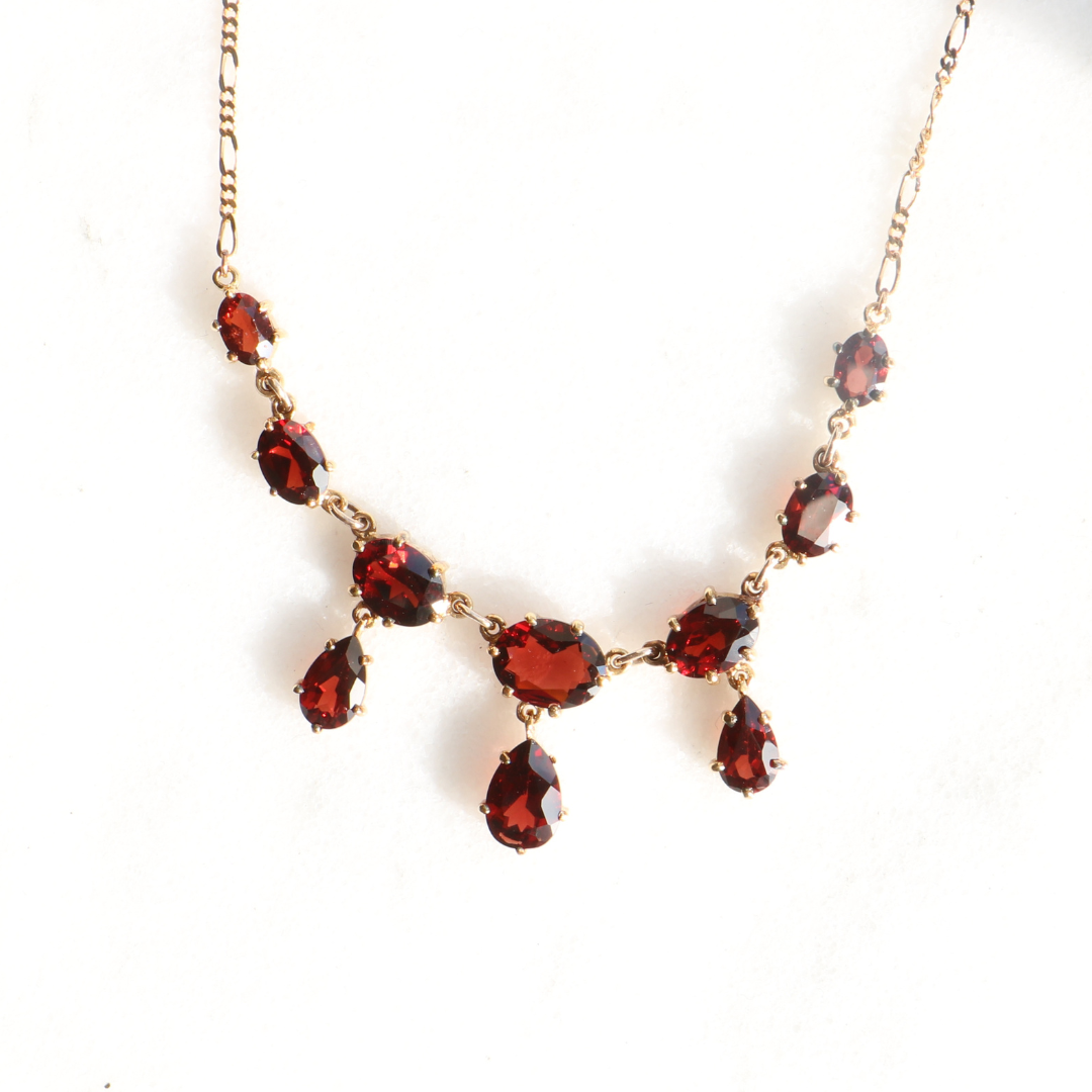 9ct Gold Garnet Necklace