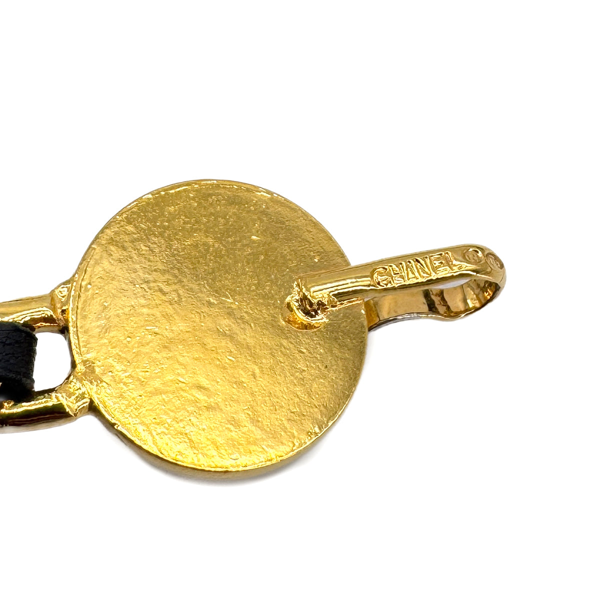 VINTAGE CHANEL CHAIN BELT COCOMARK GOLD BLACK LEATHER ACCESSORY 90322154