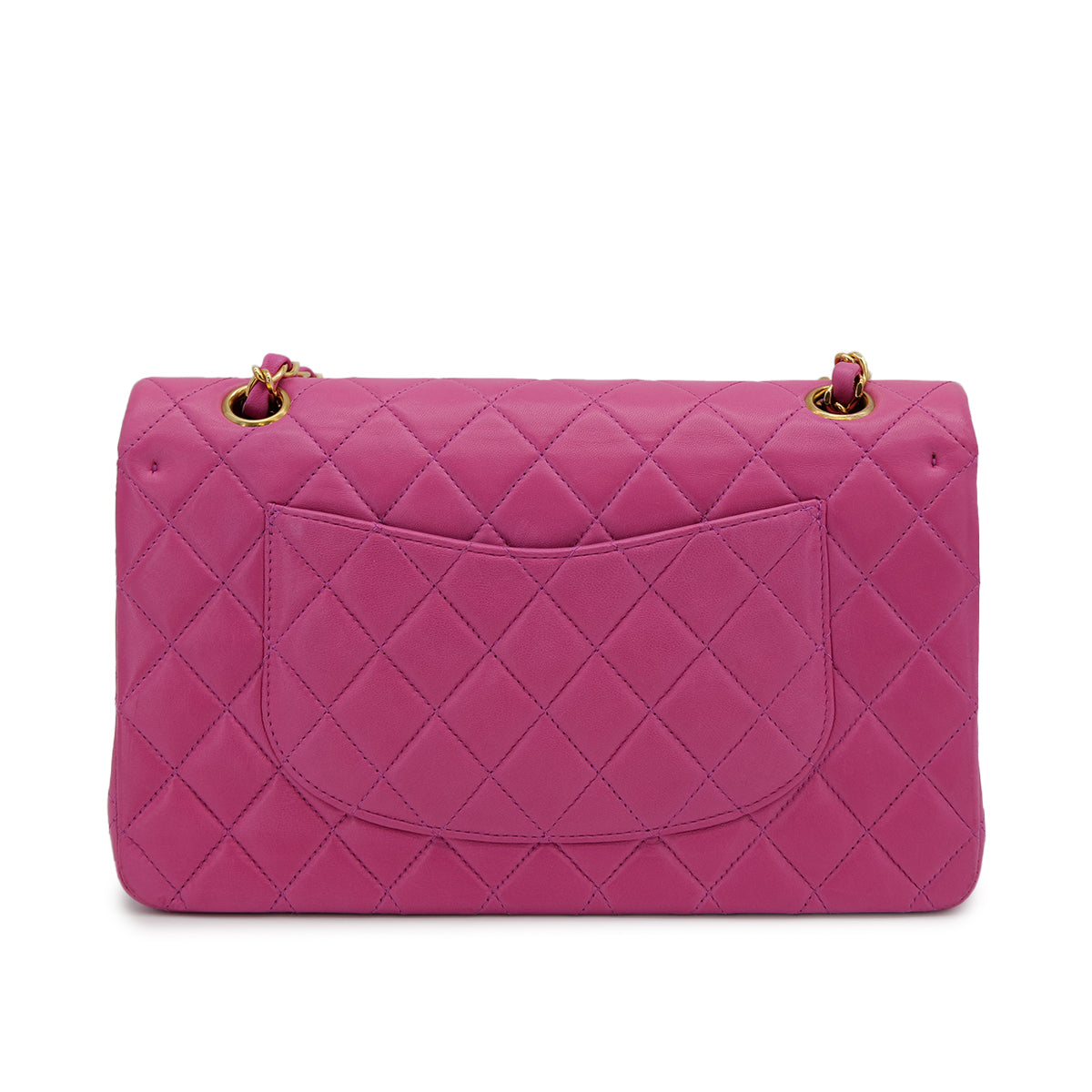 VINTAGE CHANEL CLASSIC FLAP MEDIUM CHAIN SHOULDER BAG PINK LAMB SKIN GOLD HARDWARE 90321630