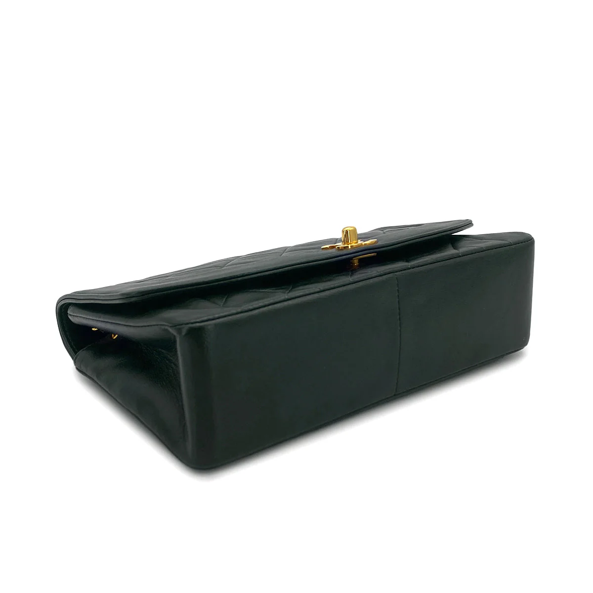 VINTAGE CHANEL DIANA MEDIUM CHAIN SHOULDER BAG DARK GREEN LAMB SKIN GOLD HARDWARE 90323198