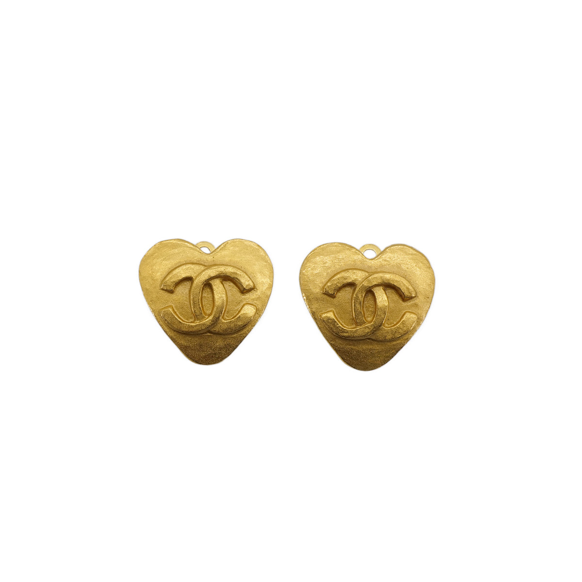 VINTAGE CHANEL EARRINGS COCOMARK HEART GOLD ACCESSORY 95P 90322129