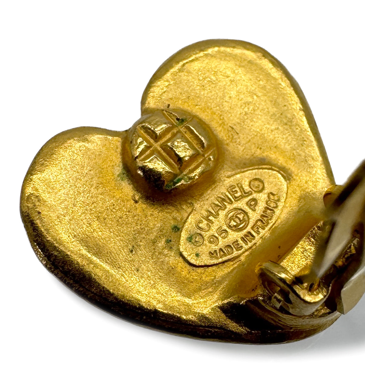 VINTAGE CHANEL EARRINGS COCOMARK HEART GOLD ACCESSORY 95P 90322129