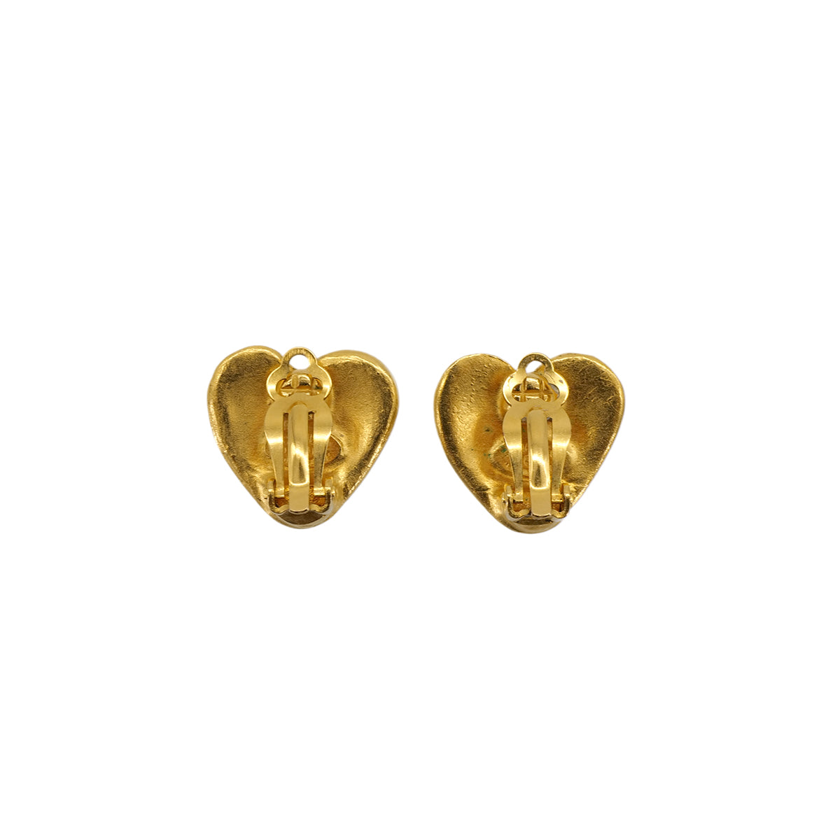 VINTAGE CHANEL EARRINGS COCOMARK HEART GOLD ACCESSORY 95P 90322129
