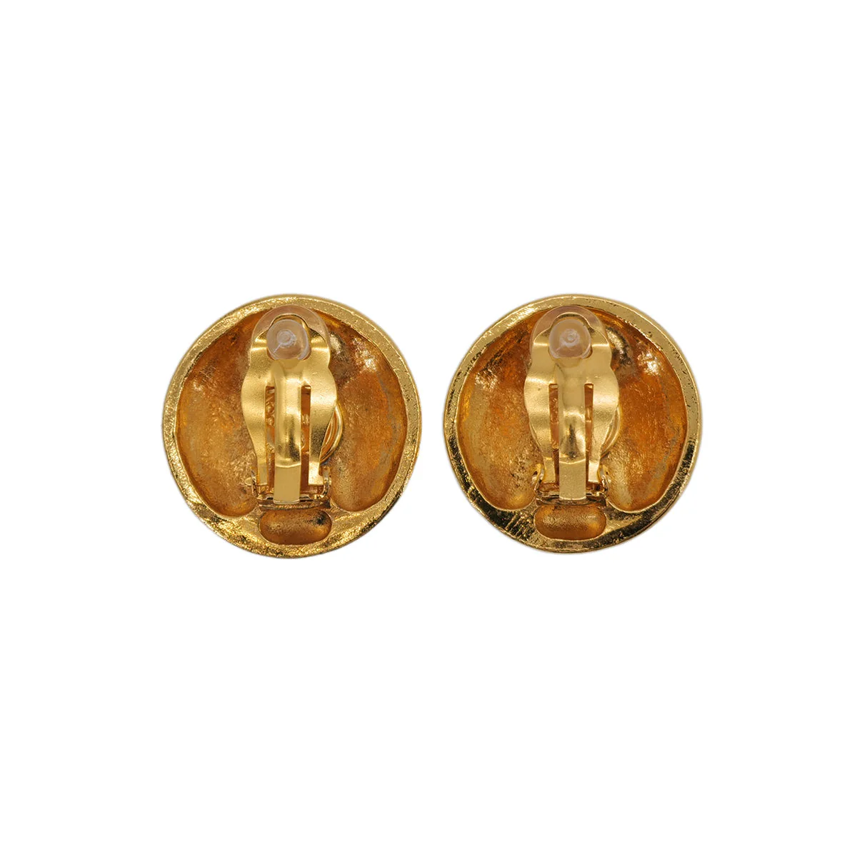 VINTAGE CHANEL EARRINGS LOGO ROUND GOLD ACCESSORY 90323143
