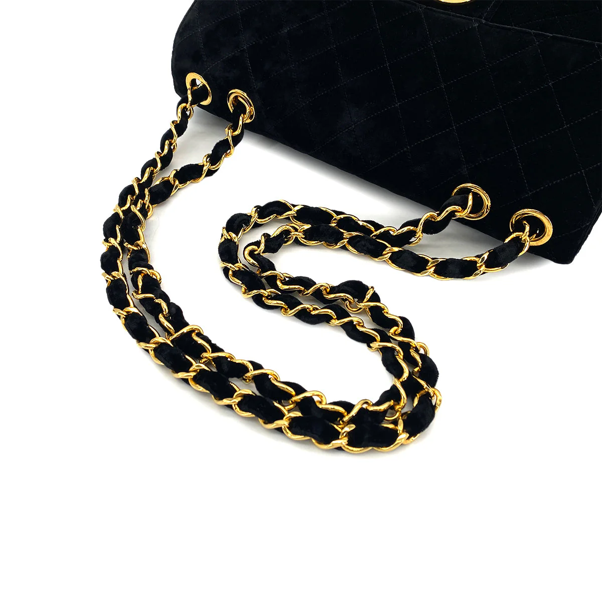 VINTAGE CHANEL JUMBO MATELASSE 30 CHAIN SHOULDER BAG BLACK VELOR GOLD HARDWARE 90324833