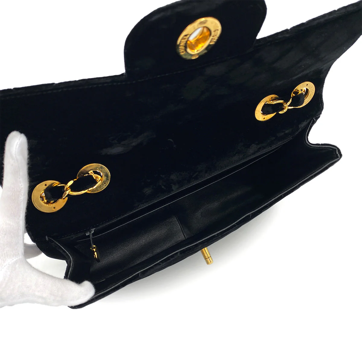 VINTAGE CHANEL JUMBO MATELASSE 30 CHAIN SHOULDER BAG BLACK VELOR GOLD HARDWARE 90324833