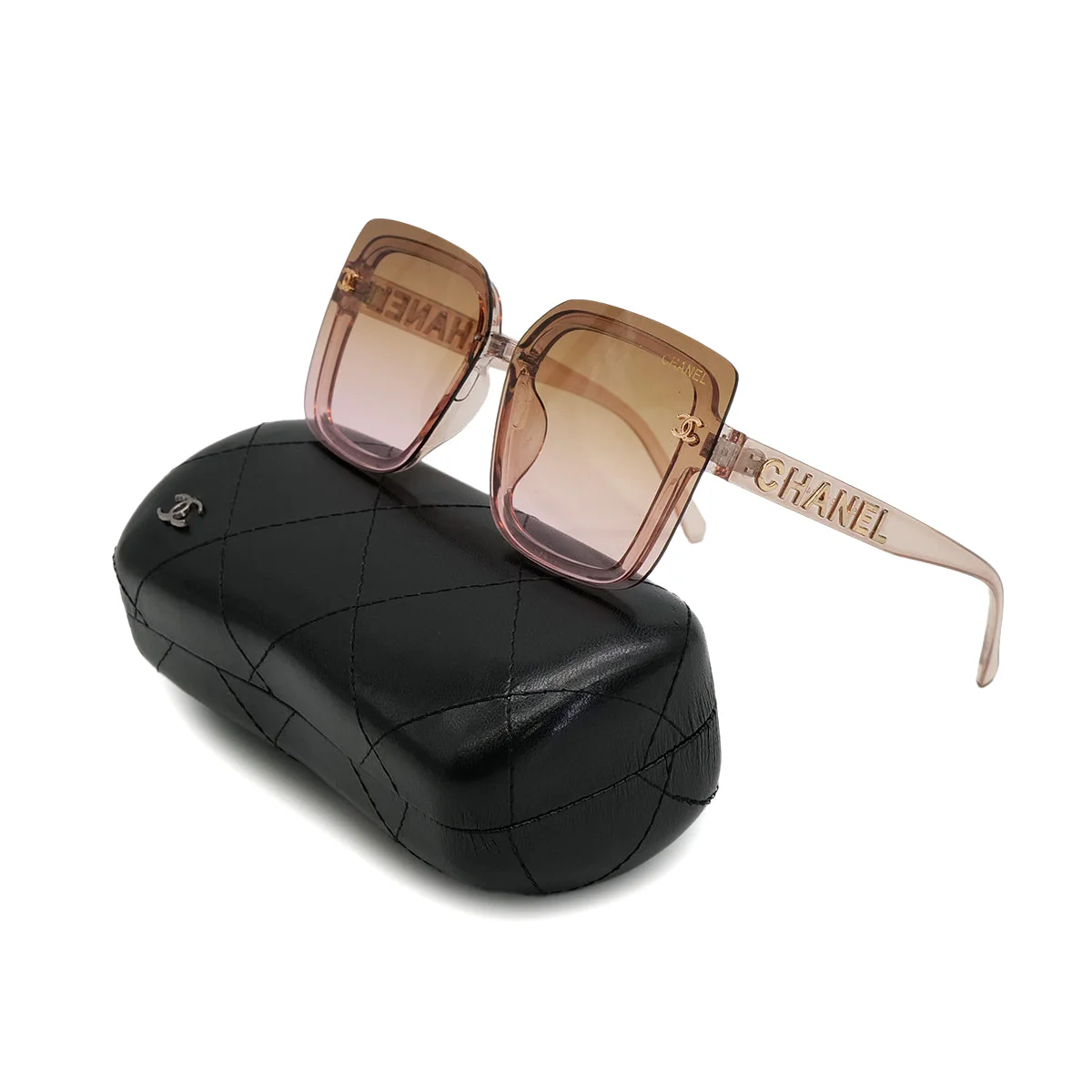 VINTAGE CHANEL LOGO COCOMARK SUNGLASSES GOLD BROWN EYEWEAR 90324125