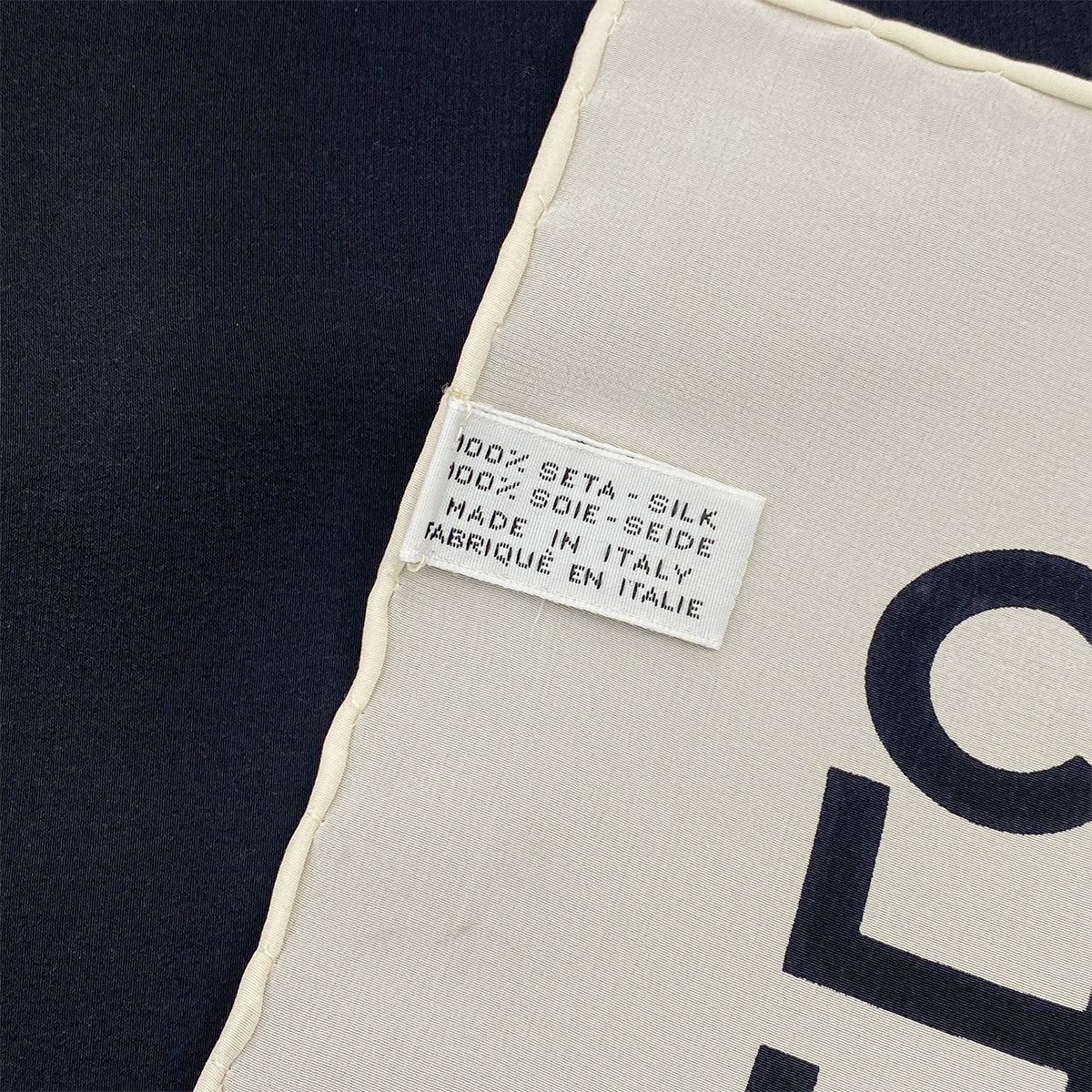 VINTAGE CHANEL MADEMOISELLE GRIPOA PATTERN SCARF BLACK WHITE MULTICOLOR SILK 90321772