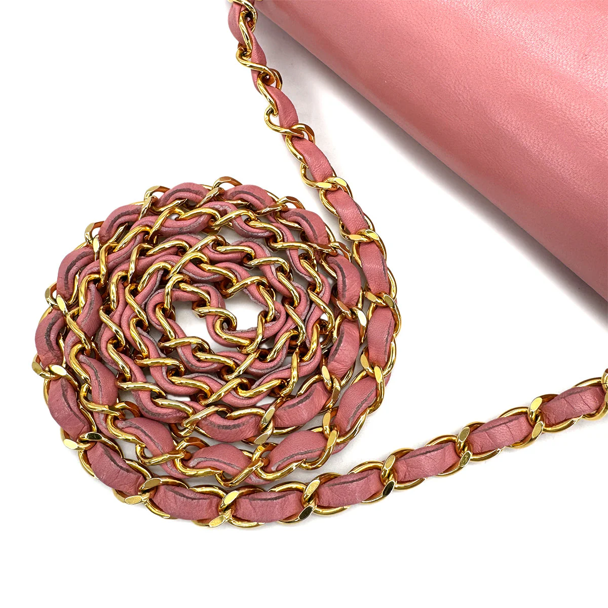 VINTAGE CHANEL MATELASSE CHAIN SHOULDER BAG PINK LAMB SKIN GOLD HARDWARE 90323093