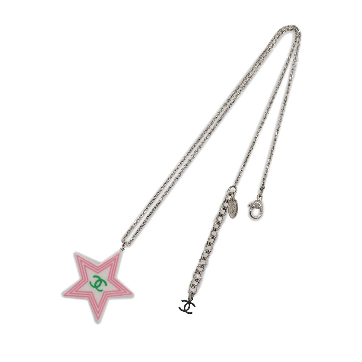 VINTAGE CHANEL NECKLACE STAR COCOMARK WHITE ACCESSORY 04C 90322177
