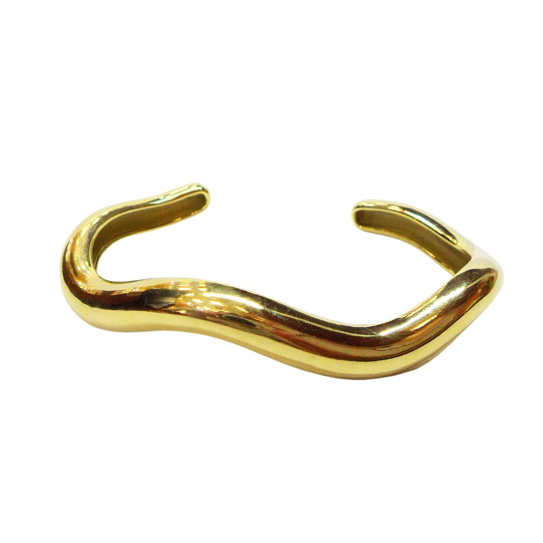 18K Gold Wavy Bangle Bracelet ASC5379