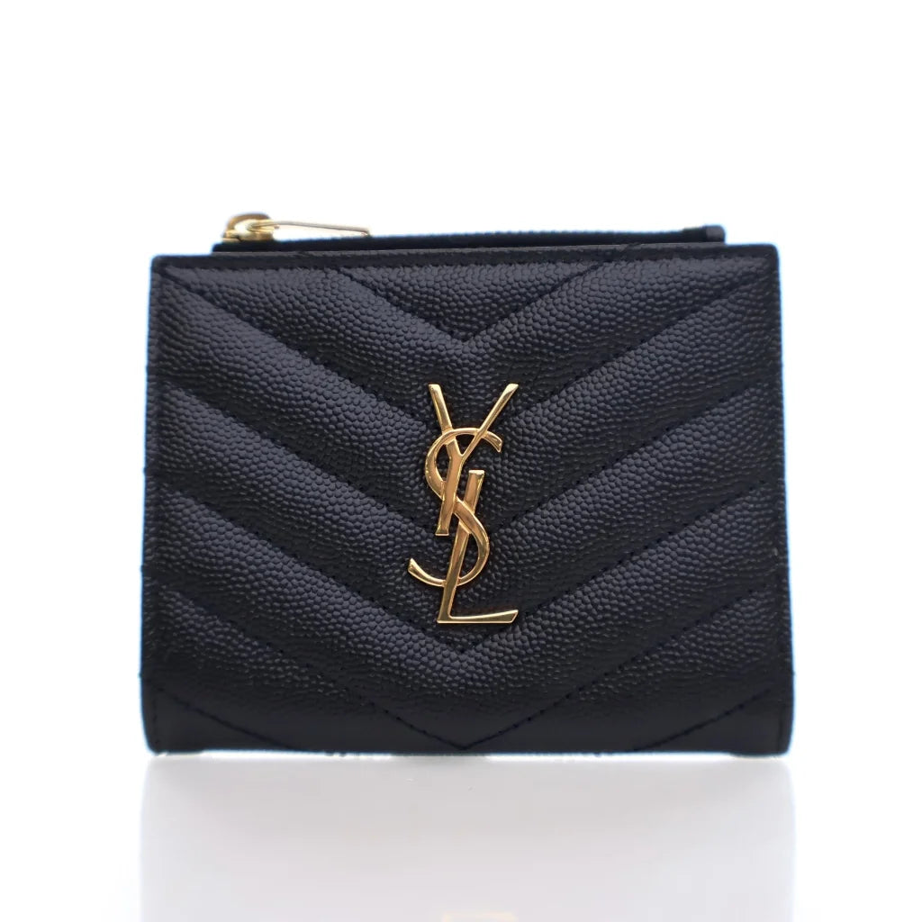 Saint Laurent (YSL) Grained Calfskin Zip Wallet