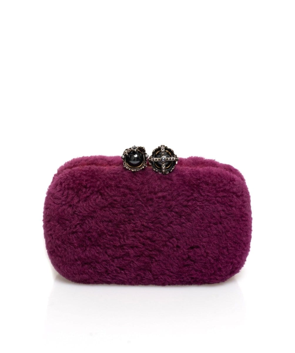 Alexander McQueen Shearling Clutch with Chain - ADL1175