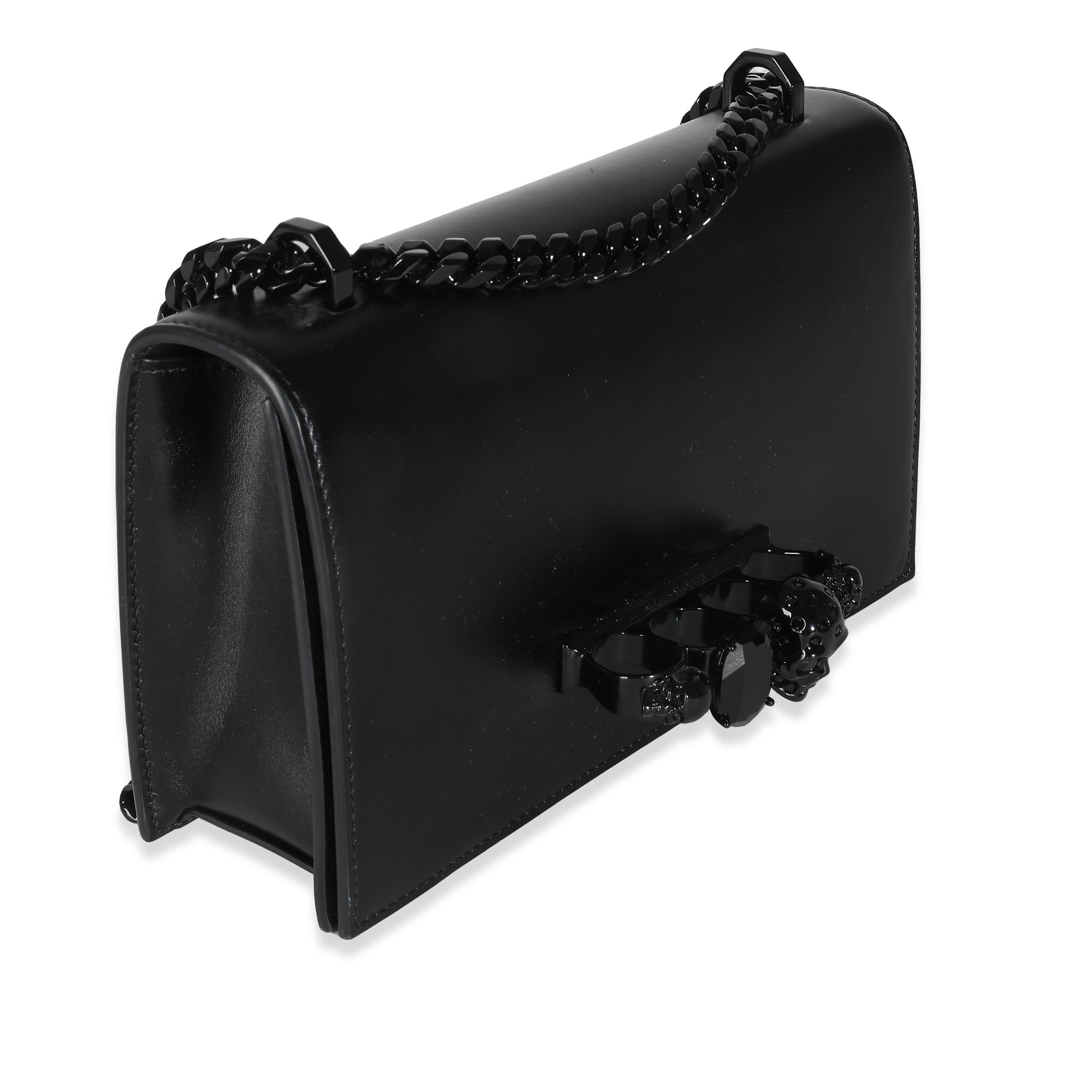 Alexander McQueen Alexander McQueen SO Black Leather Ring Detail Embellished Crossbody Bag ASC5198