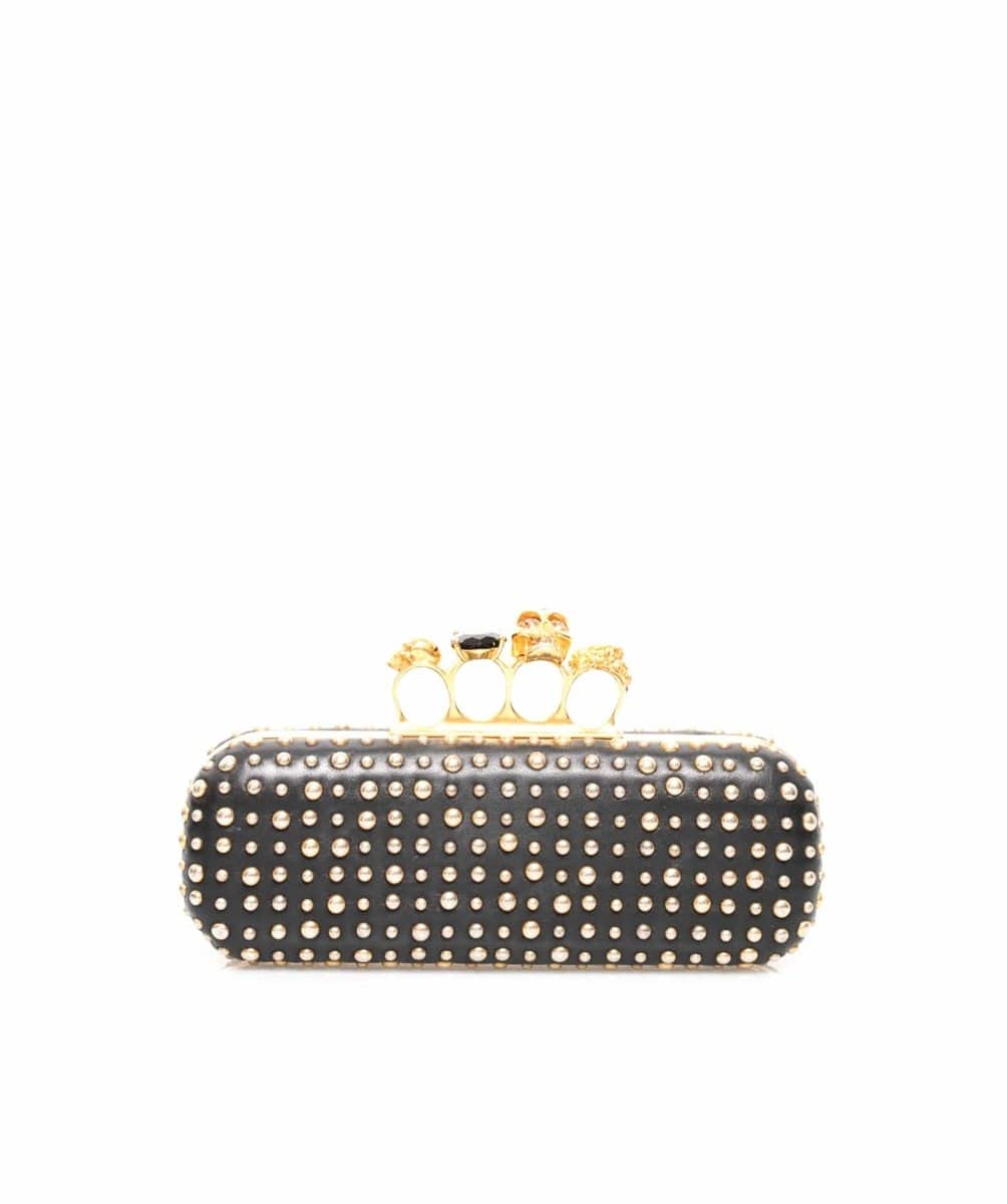 Alexander McQueen Studded Black/Gold Clutch Bag - AGL1417