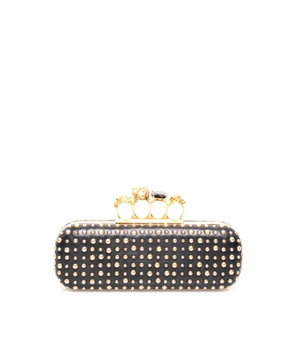 Alexander McQueen Studded Black/Gold Clutch Bag - AGL1417