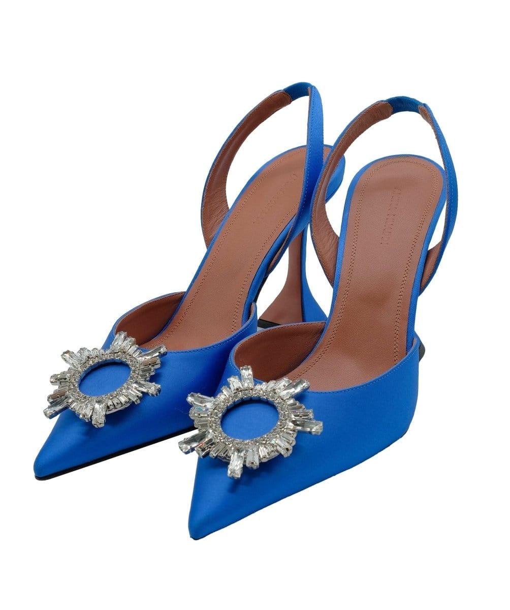 Amina Muaddi Begum Satin slingback Pumps Blue size 41 RJC2899