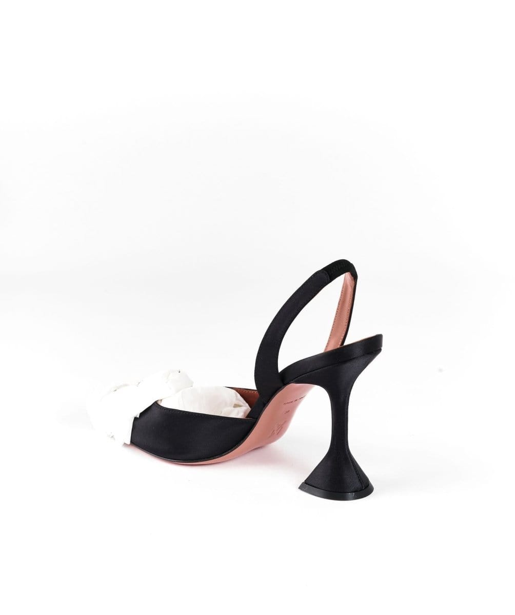 Amina Muaddi Black Satin Begum Heels Size 39