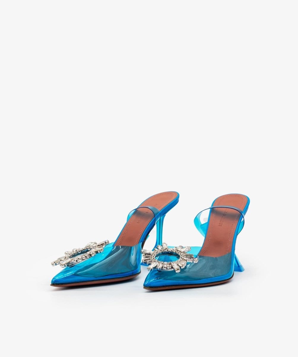 Amina Muaddi Blue PVC Begum Slippers - AGL1562