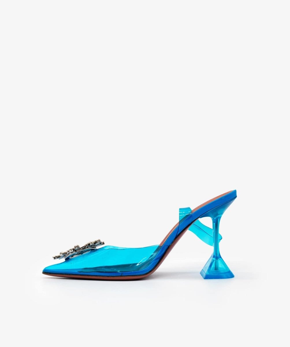 Amina Muaddi Blue PVC Begum Slippers - AGL1562