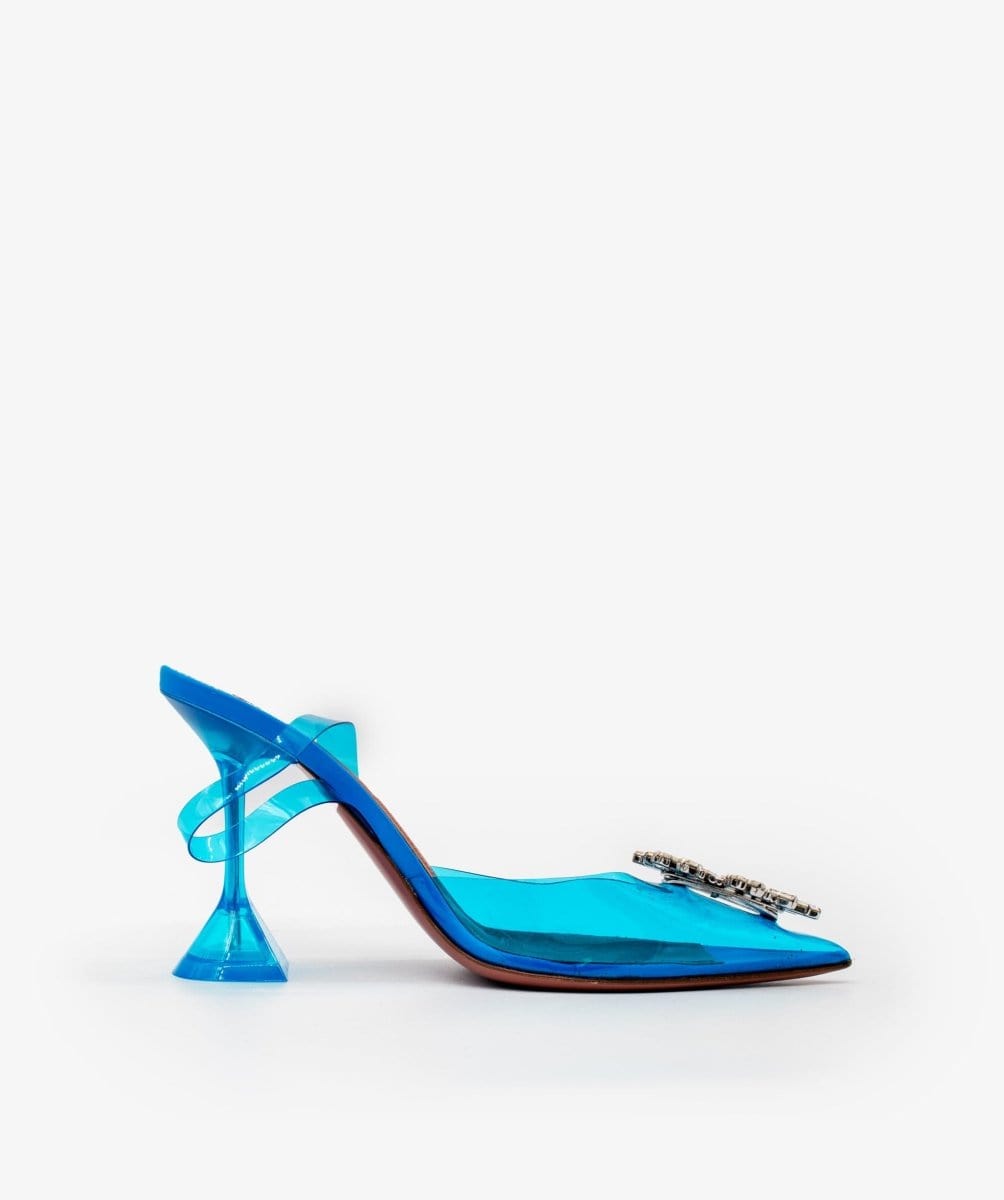 Amina Muaddi Blue PVC Begum Slippers - AGL1562