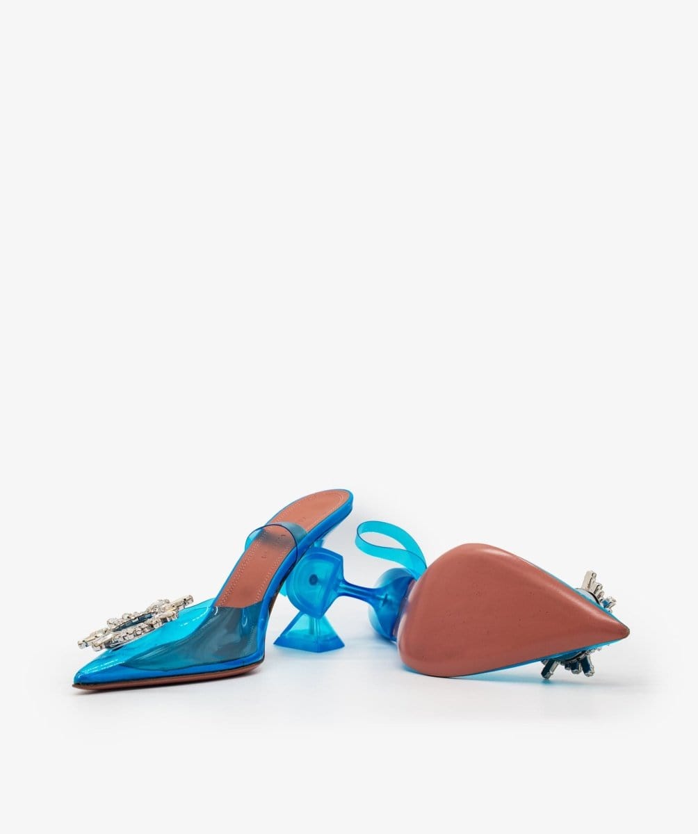 Amina Muaddi Blue PVC Begum Slippers - AGL1562