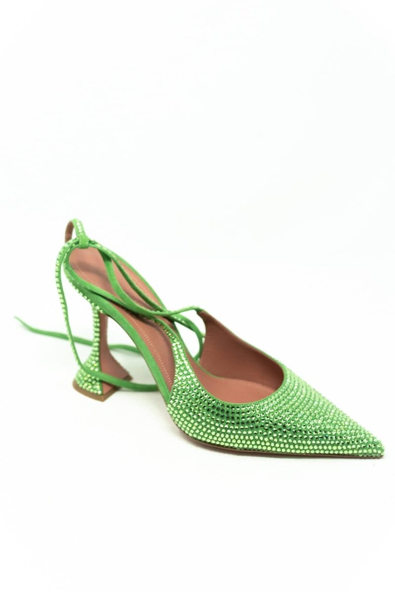 Amina Muaddi Green Karma Pump Crystal ASL3243