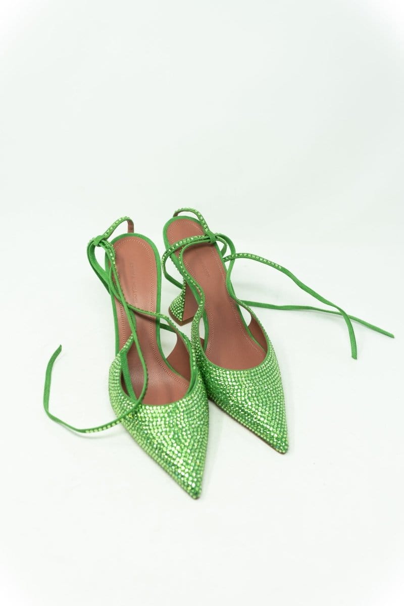 Amina Muaddi Green Karma Pump Crystal ASL3243