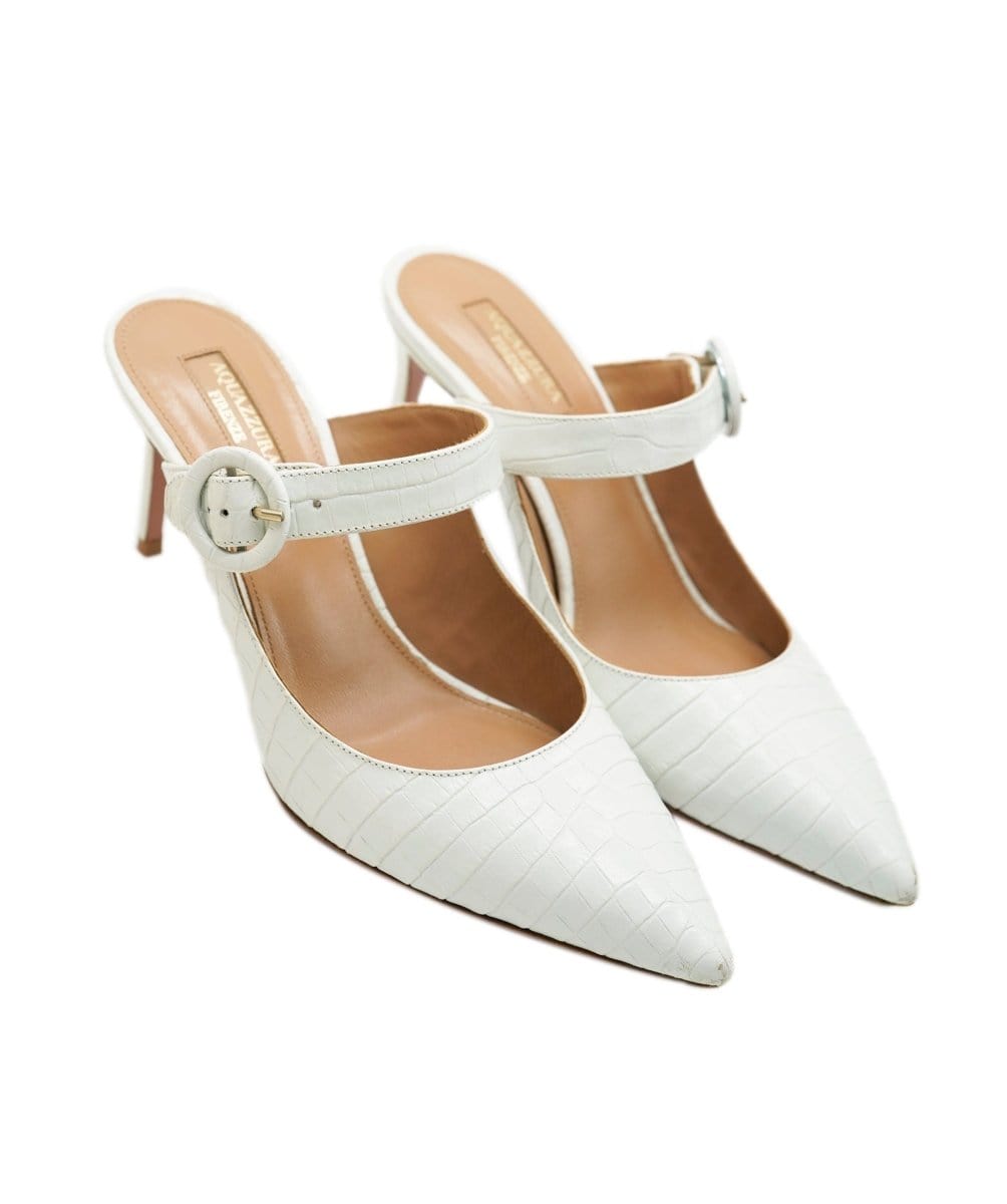 aquazzura white croc style heels AVC1756