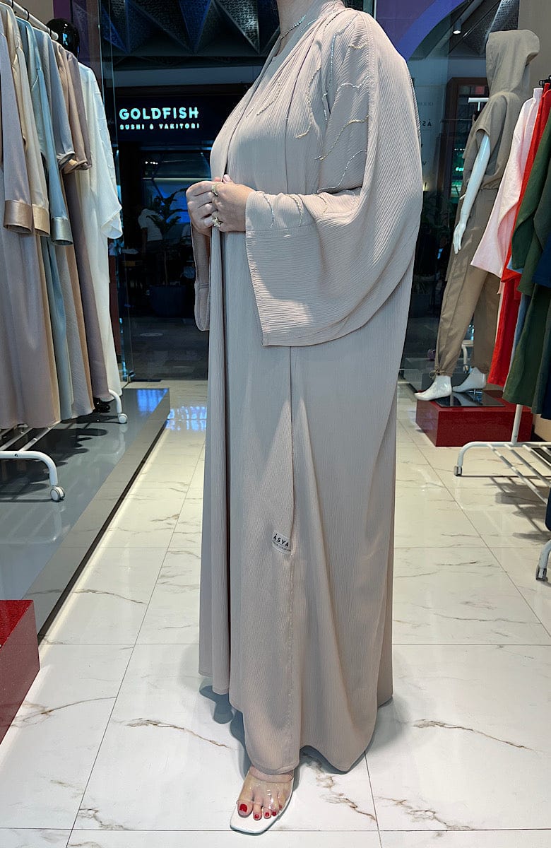 ASYA K. OPEN FRONT ABAYA (عباية) “BRUSNIKA” WITH EMBROIDERY