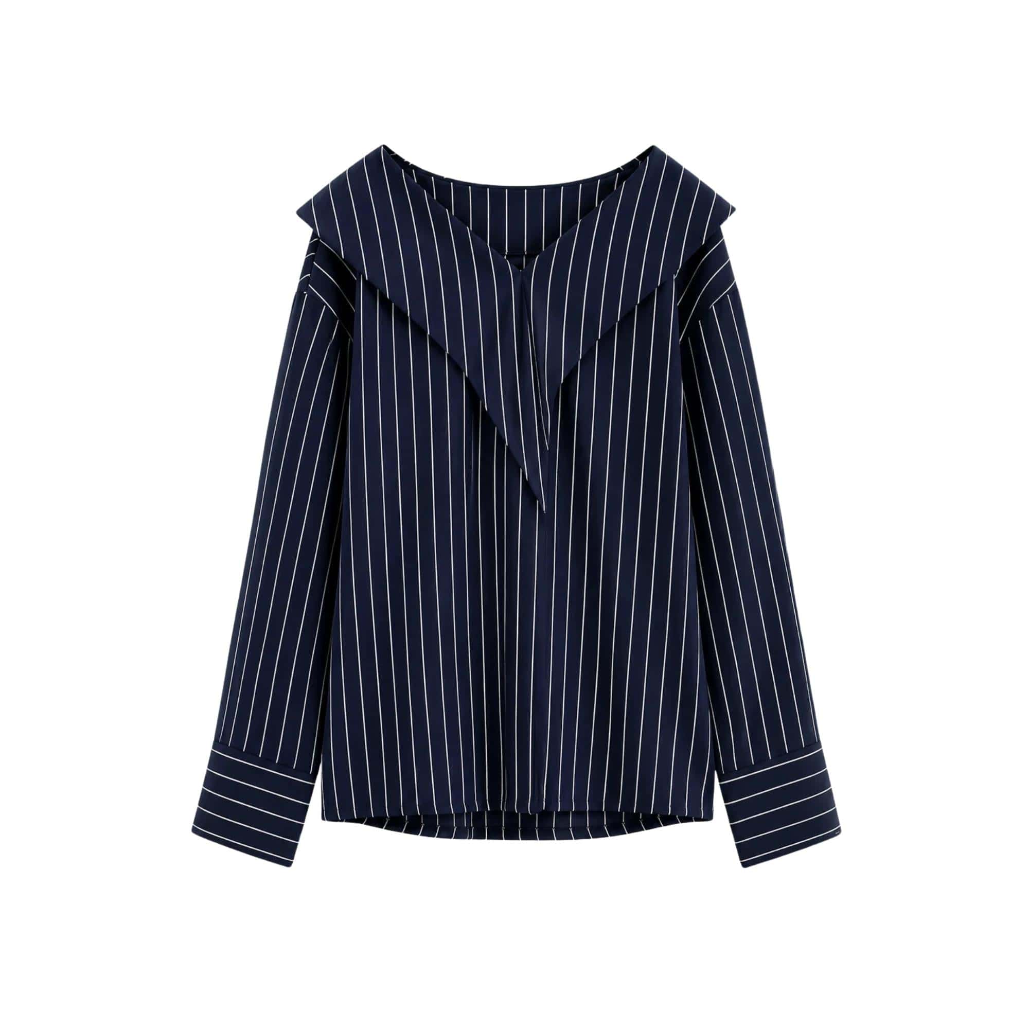 ASYA K. PINSTRIPE OFF SHOULDER BLOUSE (قميص) “MELON C.”
