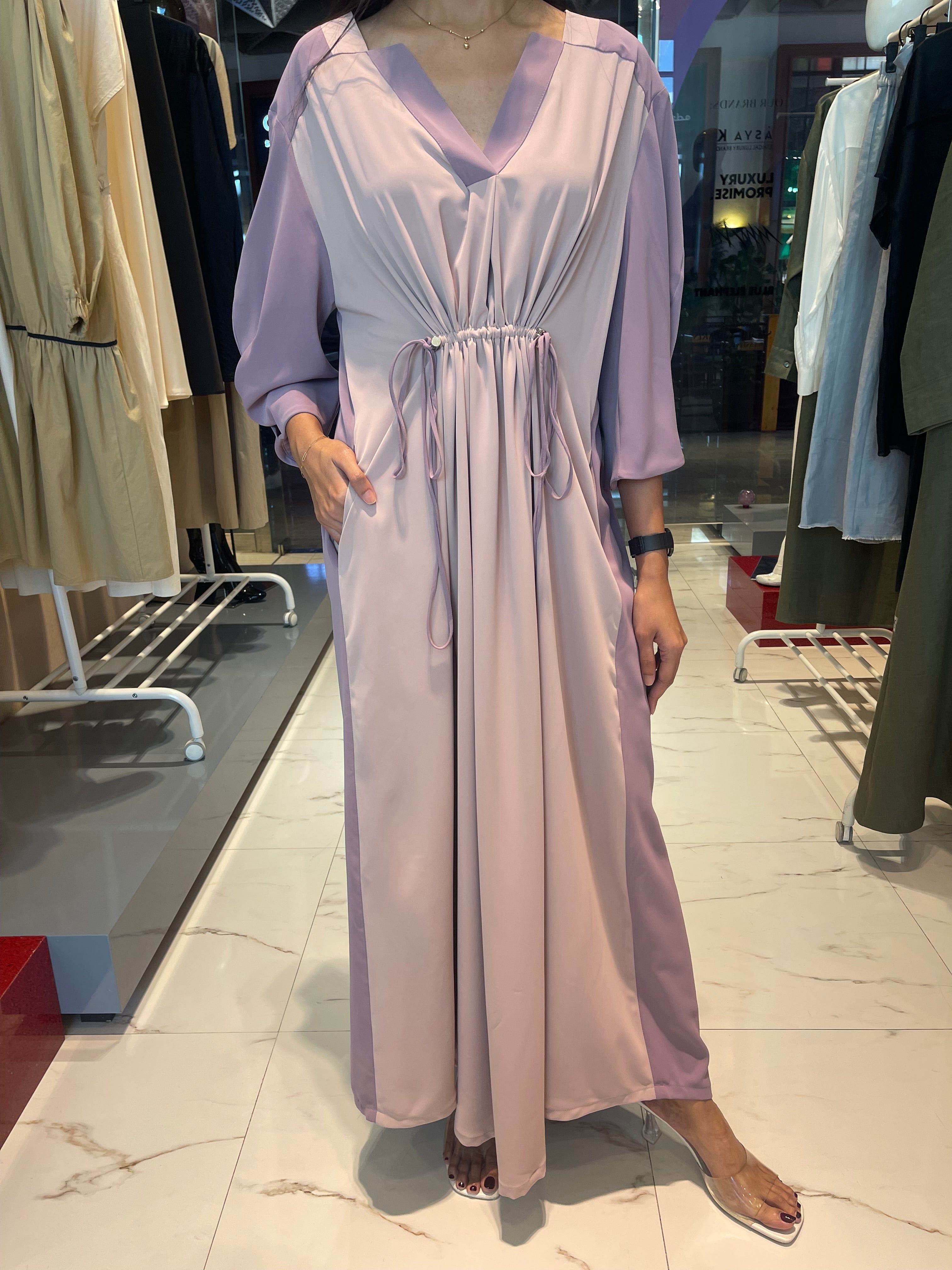 ASYA K. TWO TONE WAIST GATHERED KAFTAN (فستان) “POLARIS”