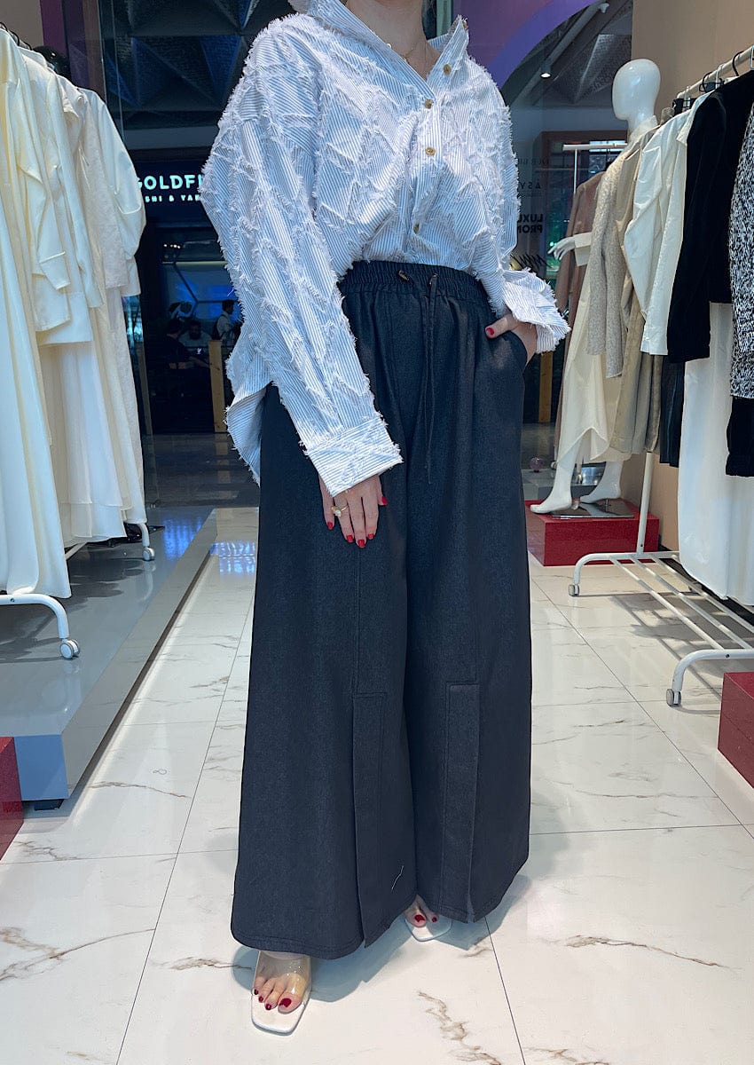 ASYA K. DENIM WIDE LEG PANTS (بنطلون) “KAYLA”