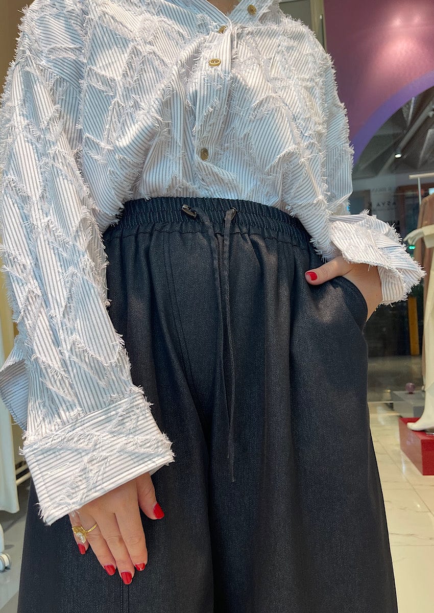 ASYA K. DENIM WIDE LEG PANTS (بنطلون) “KAYLA”