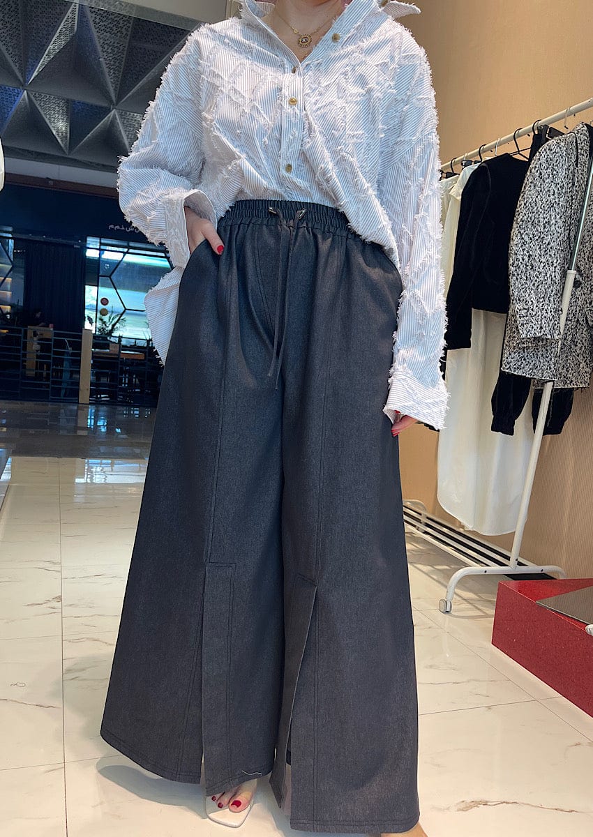 ASYA K. DENIM WIDE LEG PANTS (بنطلون) “KAYLA”