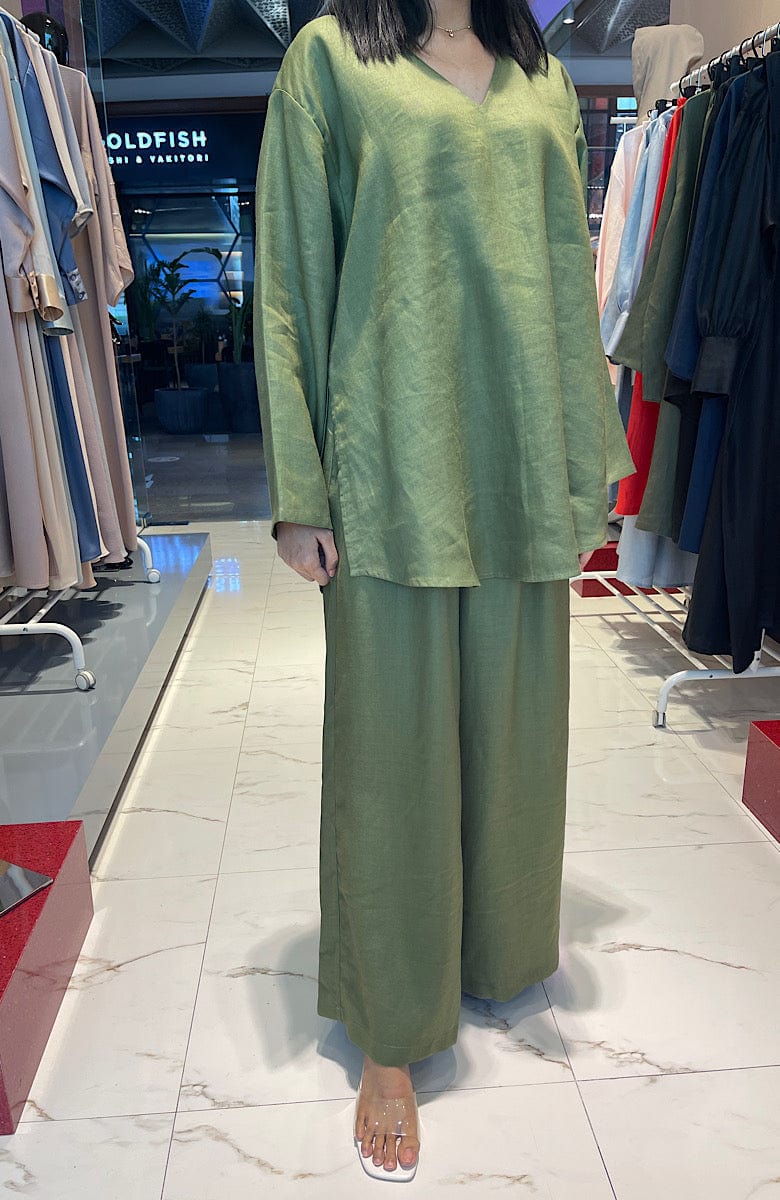 ASYA K. LINEN WIDE LEG PANTS (بنطلون) “MIRNA”